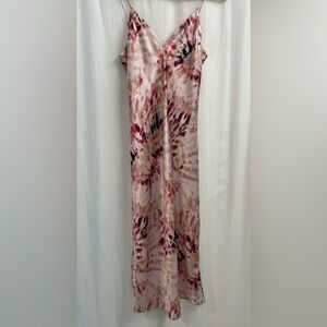 CAMI NYC Raven Blush, Pink Tie Dye, Silk Midi Slip Dress